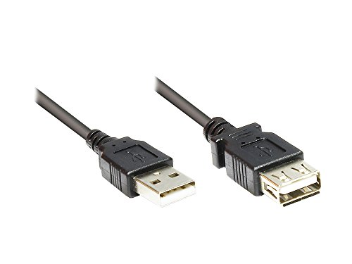 Verlängerung USB 2.0 Stecker A an Buchse A, schwarz, 1,8m, Good Connections® von Good Connections