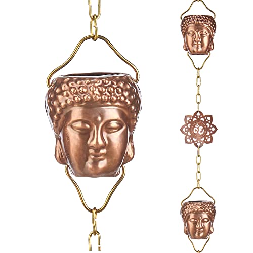 Good Directions 474P-8 Buddha-Kopf-Regenkette, 2,5 m lang, 12 große Figuren, 100% reines Kupfer von Good Directions