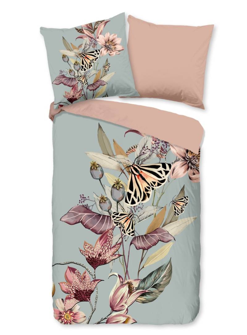 Good Morning Baumwoll-Bettwäsche 155x220 Lyave Falter tropisch silber nougat ... von Good Morning