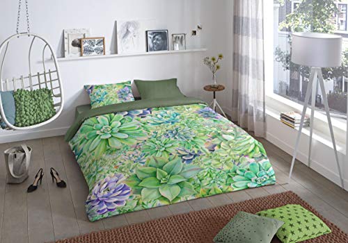 Good Morning Bettbezug, Blumenmotiv, 140 x 220 cm, Grün von Good Morning!