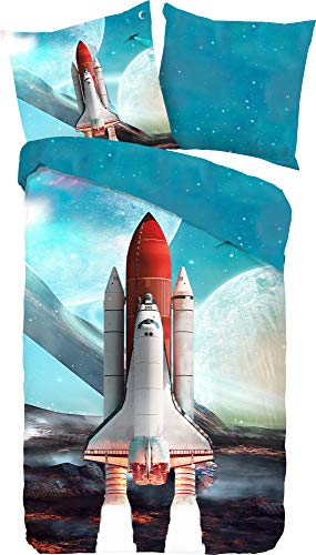 Good Morning Bettbezug für Kinder Space Shuttle, 135 x 200 cm von Good Morning