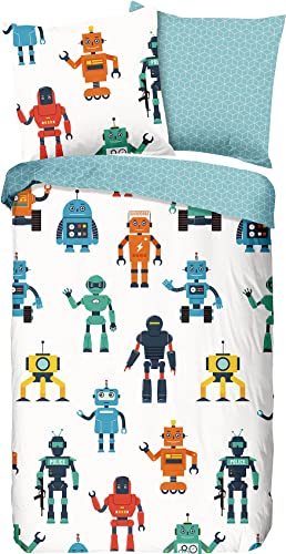 Good Morning Kinder Bettbezug Roboter 135x200 cm Bettwäsche Set von Good Morning