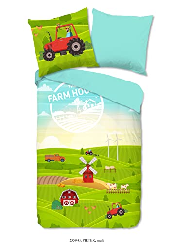 Good Morning Kinder-Bettbezug, 135 x 200 cm, 100% Baumwolle, Bauernhaus-Druck von Good Morning