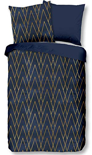 Good Morning! Wende-Bettwäsche Bohe 6387 155 cm x 220 cm Navy - Gold von Good Morning!