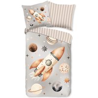 good morning Kinderbettwäsche "Exploree", Baumwolle, Renforcé, Wendeoptik, Kind, Junge, Weltall, Rakete von Good Morning