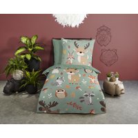 good morning Kinderbettwäsche "Ville" 2 Stk. tlg. Baumwolle, Renforcé, Wendeoptik, Kind, Herbst, Tiere von Good Morning