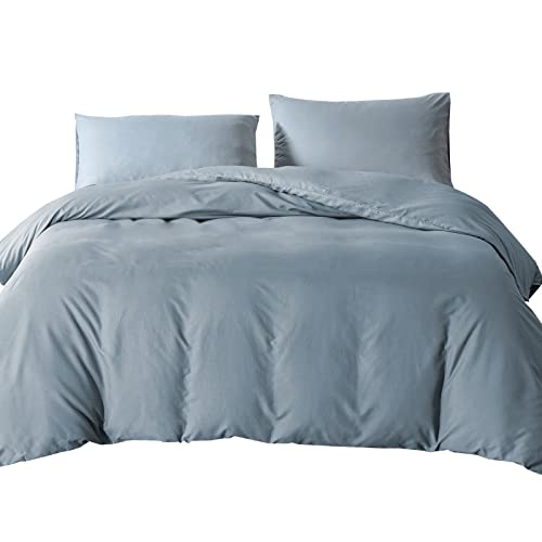Good Nite Bettwäsche-Set für Doppelbett, Bettbezug mit 2 Kissenbezügen, weiche Mikrofaser, Polyester, blau-grau von Good Nite