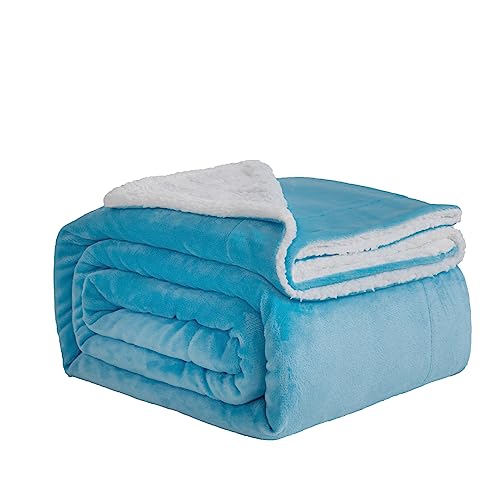 Good Nite Decke, 150 x 200 cm, wendbare Sherpa-Fleecedecke, Flauschige Polyester-Decke, weich und warm, Bettdecken für Zuhause und Reisen (blau, doppelt) von Good Nite