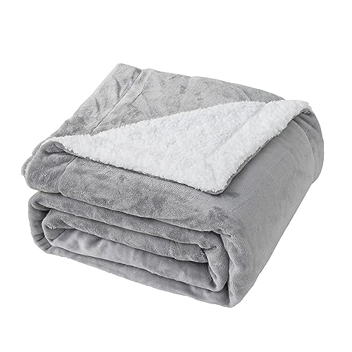 Good Nite Decke, 150 x 200 cm, wendbare Sherpa-Fleecedecke, Flauschige Polyester-Decke, weich und warm, Bettdecken für Zuhause und Reisen (grau, doppelt) von Good Nite