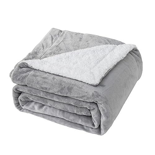 Good Nite Decke, 200 x 230 cm, wendbare Sherpa-Fleecedecke, Flauschige Polyester-Decke, weich und warm, Bettdecken für Zuhause und Reisen (Grau, Kingsize) von Good Nite