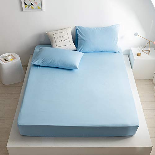 Good Nite Spannbettlaken für Doppelbett, 25 cm, extra Tiefe Tasche, weich und atmungsaktiv, Spannbetttuch (Blau, Doppelbett) von Good Nite