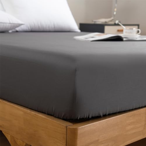 Good Nite Spannbettlaken für King-Size-Bett, 100% ägyptische Baumwolle, Fadenzahl 200, extra tief, weich, gemütlich, maschinenwaschbar (Grau, King-Size) von Good Nite