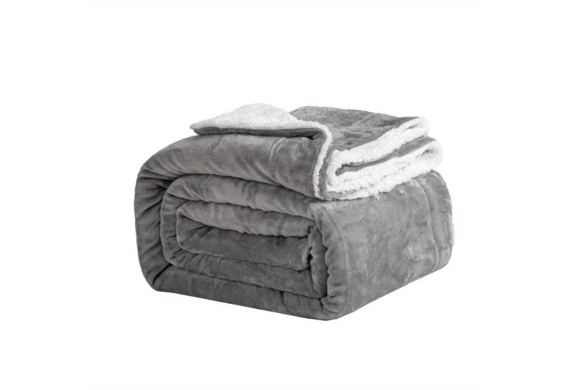 Wohndecke Sherpa-Fleece-Wohndecke, wendbar, kuschelig, warm, Grau, Einzelbett, Good Nite, Kuscheldecke, Polyester, für Zuhause und Reisen von Good Nite