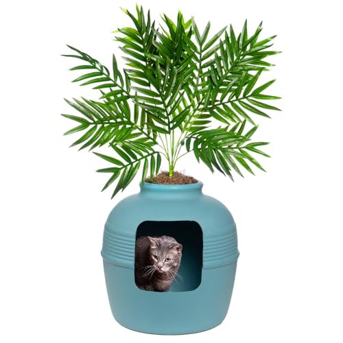 Good Pet Stuff, The Original Hidden Litter Box Base Kit, Round Enclosed Cat Litter Box Planter with Artificial Plants, Vented Carbon Odor Filter System, Florist Moss, Easy to Clean, Caribbean Blue Good Pet Stuff, The Original Hidden Litter Box Base Kit, Round Enclosed Cat Litter Box Planter with Artificial Plants, Vented Carbon Odor Filter System, Florist Moss, Easy to Clean, Caribbean Blue von Good Pet Stuff