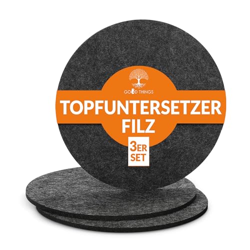Good Things Premium Topfunterlage und Pfannenschoner Set aus Filz - Hitzebeständig und stapelbar - Möbelschutz – Küchenzubehör - Topf- und Pfannenuntersetzer (Topfuntersetzer 3er Set Rund) von Good Things