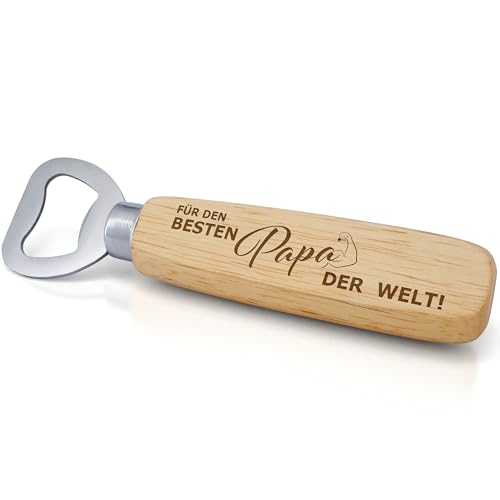 Good Things - FLÖFi Personalisierter Flaschenöffner aus Holz mit Gravur - Bierflaschenöffner Personalisiert mit Namen - Geschenke für Männer mit Wunschgravur (Für den Besten Papa der Welt) von Good Things