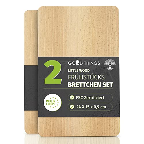 Little Wood - Frühstücksbrettchen aus Holz - Perfekt als Schneide- und Brotzeitbrett - Buchenholz Frühstücksbrett FSC-zertifiziert - Ideales Holzbrett für die Küche (2er Set) von Good Things