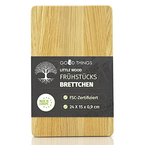Little Wood - Frühstücksbrettchen aus Holz - Perfekt als Schneide- und Brotzeitbrett - Nachhaltiges Eichenholz Frühstücksbrett FSC-zertifiziert - Ideales Holzbrett für die Küche (1 Stück) von Good Things