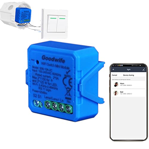 WiFi Schalter 16A, Tuya App Smart 1/2 Gang Timer-Modul, intelligenter Schalter Fernbedienung kompatibel mit Alexa Echo und Google Home, Relais 3680W (S08 2gang) von Good Wife