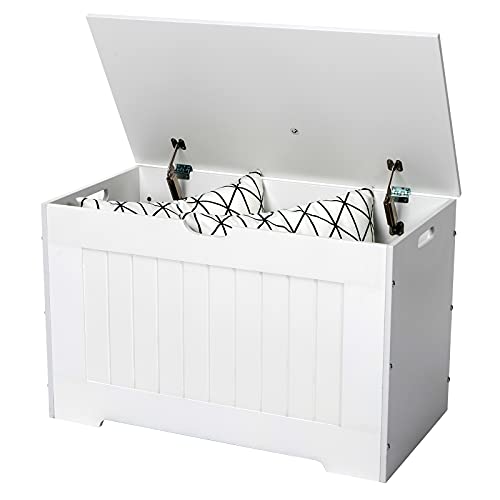 Kinder Spielzeugtruhe Bank Aufbewahrungsschrank mit Deckelgriffen Große Spielzeugkiste Aufbewahrung Organizer für Kinderzimmer Schlafzimmer Spielzimmer Weiß (76 x 40 x 48) cm (Weiß) von Good gift
