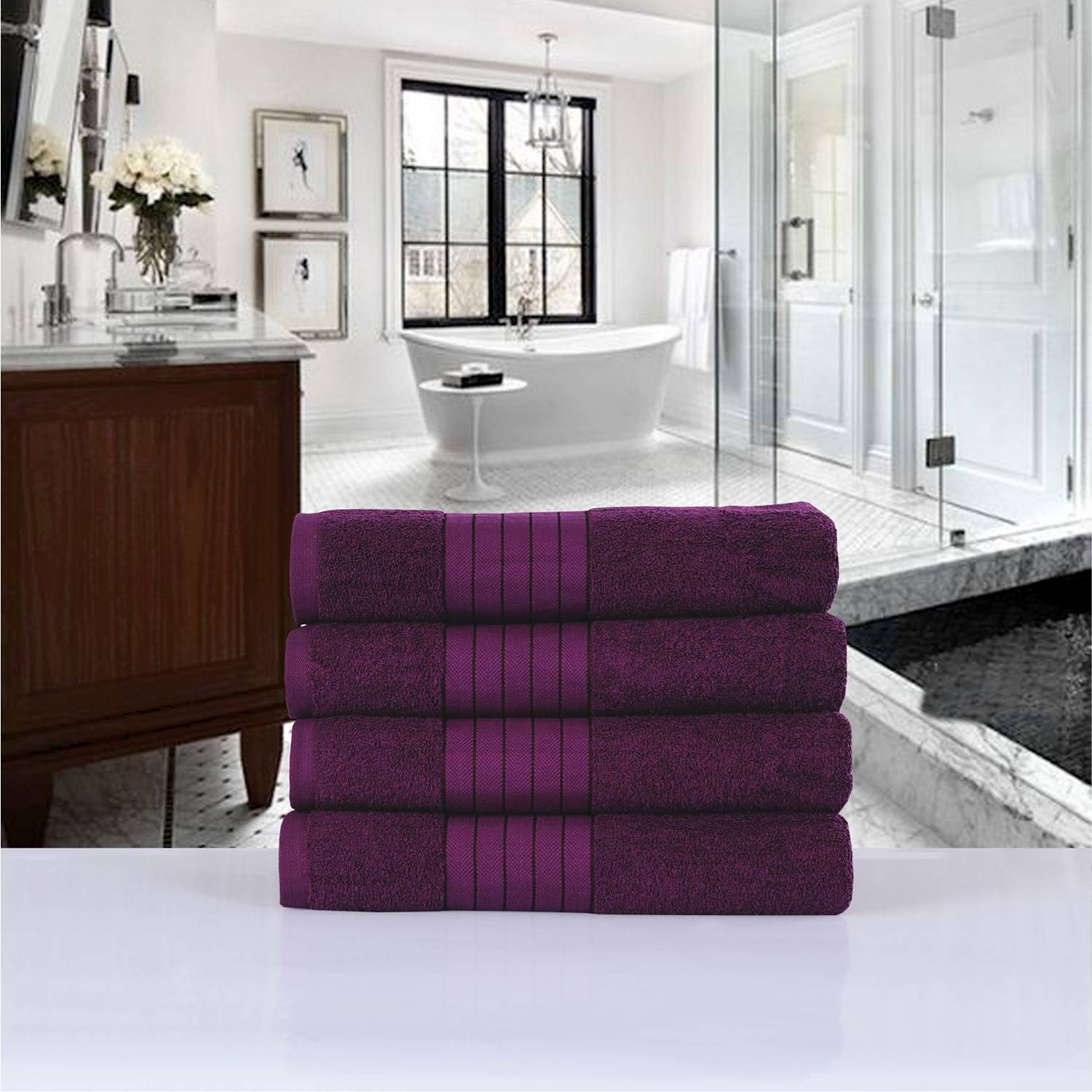 home24 Handtuchset Branda 4er-Set Rot/Bordeaux von home24