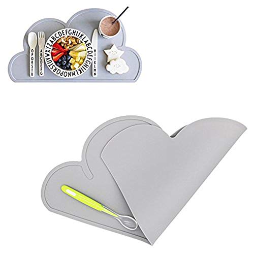 Tischset Kinder platzdeckchen Good partner Kinder silikon Wolke platzset wasserdicht Grau von Good partner