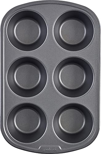 Good Cook Everyday Jumbo-Muffinform Texas aus antihaftbeschichtetem Stahl, 6 Tassen, Grau von GoodCook