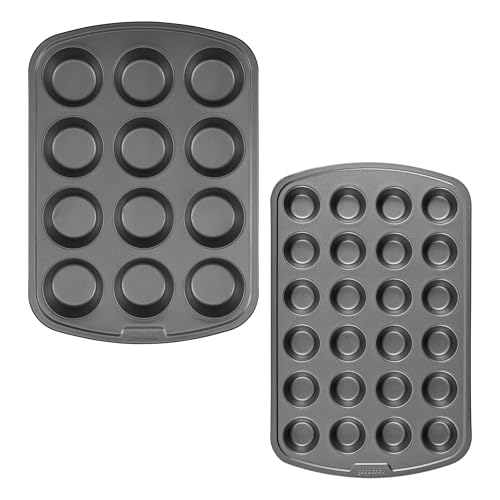 GoodCook Everyday Muffinform-Set, antihaftbeschichtet, für 12 Cupcakes und 24 Mini-Muffinformen, verwindungs- und kratzfest, spülmaschinenfeste Stahlkonstruktion für gleichmäßiges Backen, 2er-Set GoodCook Everyday Muffinform-Set, antihaftbeschichtet, für 12 Cupcakes und 24 Mini-Muffinformen, verwindungs- und kratzfest, spülmaschinenfeste Stahlkonstruktion für gleichmäßiges Backen, 2er-Set von GoodCook