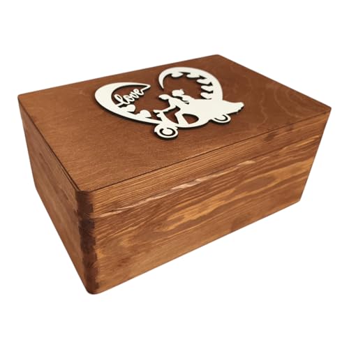 GoodFreshDecor Holzkiste - Holzbox mit Deckel - 30x20x14 cm - Holzbox - Kiefernholz Tannenholz - Braun Hochzeitsreise von GoodFreshDecor