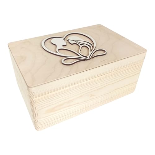 GoodFreshDecor Holzkiste - Holzbox mit Deckel - 30x20x14 cm - Holzbox - Kiefernholz Tannenholz - Natur Junge Paar von GoodFreshDecor