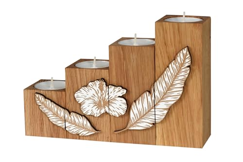 GoodFreshDecor Kerzenständer Set 4 Stück Teelichthalter Mit Kerzen Teelichter Kerzenhalter Aus Holz Holzdeko Kerzenuntersetzer Eichenholz Geölt Rustikal Boho Pflanzenmuster GoodFreshDecor Kerzenständer Set 4 Stück Teelichthalter Mit Kerzen Teelichter Kerzenhalter Aus Holz Holzdeko Kerzenuntersetzer Eichenholz Geölt Rustikal Boho Pflanzenmuster von GoodFreshDecor