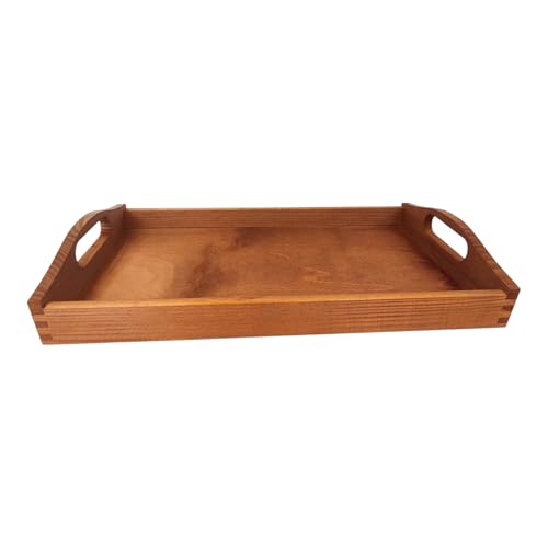 GoodFreshDecor Serviertablett aus Holz Holztablett - Tablett mit Griffen - 40x24x6 cm - Kiefernholz Tannenholz - Braun von GoodFreshDecor