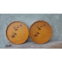 Vintage Florentiner Holztablett-Set Handgemaltes Blumendekor von GoodOldTimeArt