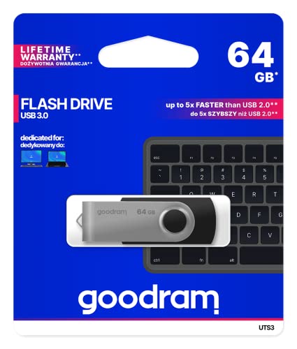 GoodRam UTS3 64 GB USB 3.1 (3.1 Gen 2) Typ A schwarz Player USB Flash – Leser USB Flash (64 GB, USB 3.1 (3.1 Gen 2), Typ A, 60 MB/s, 60 MB/s, 20 MB/s) von GoodRam