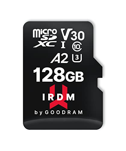 goodram Schnelle Speicherkarte IRDM - SD Karte 128GB M2AA UHS-I U3 A2 V30 Micro SDXC mit Adapter 170/120 MB/s - Hohe Leistung - Schnell und Zuverlässig - Speicherkarte Micro SD von GoodRam