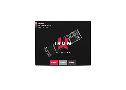 goodram SSD IRDM 2TB P34B 2048GB Internes SSD-Laufwerk mit M.2 NVMe Gen 1.3 PCIe 3×4 Schnittstelle mit 8-Kanal Phison E12 Controller DRAM Puffer 14 x 11,3 x 1,5 cm Schwarz von GoodRam