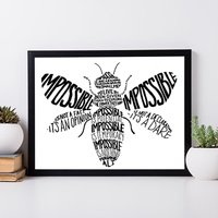 Handbeschriftete Biene Druck Unmöglich Zitat, Inspirational Print Handbeschriftete Biene Druck Unmöglich Zitat, Inspirational Print von GoodShepardDesigns
