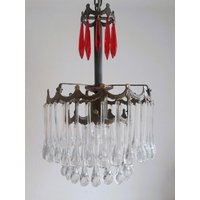 20Er Aer Deco Wasserfall Lampe Glastropfen Kristalle 3 Reihig Vintage 30S 20Er Aer Deco Wasserfall Lampe Glastropfen Kristalle 3 Reihig Vintage 30S von GoodTimesDeutschland