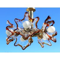 60Er Pendellampe Sputnik 5 Armig Vintage Lampe Glasblüten 70S von GoodTimesDeutschland