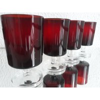 70Er France Weinglas 4Er/Set Wine Glass Rubinrot Vintage von GoodTimesDeutschland
