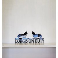 Corgis Onduty Metallschild | Pulverlackierer Metall Wand Dekor Corgisliebhaber von GoodVibesMetal