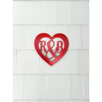 Personalisierte Herz Mit Initialen Monogramm Metall Wand Kunst | Schlafzimmer Dekor Jubiläumsgeschenk Wanddekoration Valentinstag Geschenk von GoodVibesMetal