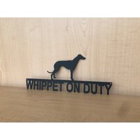Whippet Onduty Metall Hundeschild Pulverbeschichtet Zaun-Dekor von GoodVibesMetal