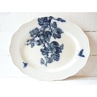 Biedermeier Große Bwm Platte Flow Blue Stachelbeeren Blau-Schwarz Bratenplatte Oval Jugendstil Brown Westhead Moore Servierplatte Landhaus von GoodWASTEofTime