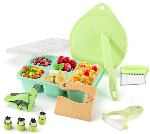 Kindermesser 11-teiliges Kinder-Küchenmesser-Set zum Schneiden und Kochen von Obst oder Gemüse für Kleinkinder, inklusive Schäler Sicherheit Messer ab 2 jahre Geschenksets für Kinder(Fisch) von Goodchef