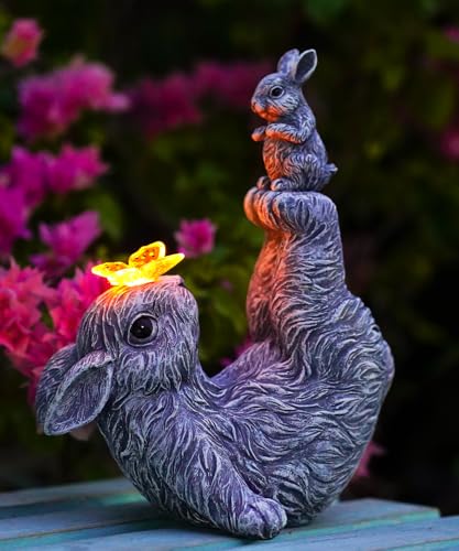 Solar Gartenfigur mit Hasen Motiv – wasserdichte Resin-Skulptur mit Solar-Schmetterlingslichtern für Terrasse, Rasen & Vordach | Graue Outdoor-Deko & Geschenkidee für Gartenliebhaber Solar Gartenfigur mit Hasen Motiv – wasserdichte Resin-Skulptur mit Solar-Schmetterlingslichtern für Terrasse, Rasen & Vordach | Graue Outdoor-Deko & Geschenkidee für Gartenliebhaber von Goodeco
