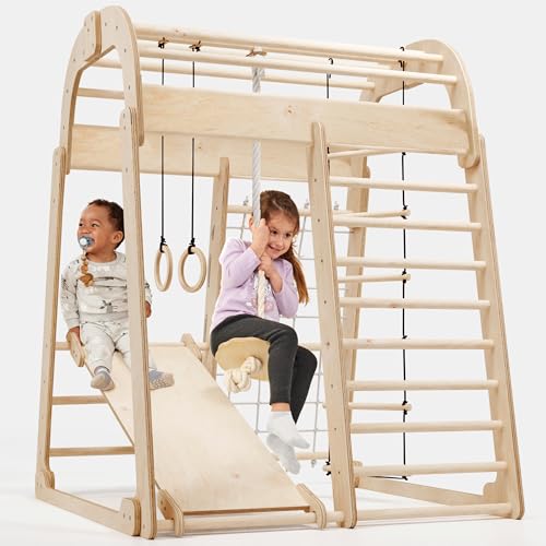 Goodevas Holz Klettergerüst für Kinder Indoor & Outdoor, Montessori, Holz-Spielplatz mit Rutsche, Schaukel, Kletterwand, Kletterseil und Strickleiter – für Kinder von 3 bis 8 Jahren Goodevas Holz Klettergerüst für Kinder Indoor & Outdoor, Montessori, Holz-Spielplatz mit Rutsche, Schaukel, Kletterwand, Kletterseil und Strickleiter – für Kinder von 3 bis 8 Jahren von Goodevas