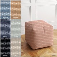 Basketweave Pouf Ottoman, Blush Pouf, Gestreifter Schwarz Abnehmbarer Poufbezug, Waschbarer Poufbezug von GoodlifeCali