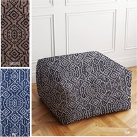 Magnolia Home Fashions Fabric, Pattern Pouf Ottoman, Brauner Und Schwarzer Pouf, Waschbarer Senfgelber von GoodlifeCali