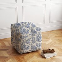 Toile Pouf Ottoman, Muster Pouf, Blau Und Creme Schwarz Weiß Kolonial Toile, Dekor, Waschbar von GoodlifeCali